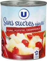Mängden socker i Mélange de fruits sans sucres ajoutés de poires, pommes, bigarreaux aujus de raisin à base de concentré