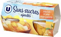 Mängden socker i Coupelles pêche,poire et mandarine sans sucre ajoutés