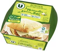 Mängden socker i Burger, galette aux fèves, mozzarella, sauce au pesto,