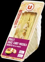 Mängden socker i Sandwich au pain de mie spécial indien garni de filet de poulet traitéen salaison, d'une sauce au curry et de crudités