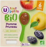 Mängden socker i Pots pour bébé dessert pomme et pruneau sans morceaux U_TOUT_PETITS Bio