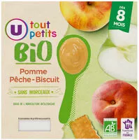 Mängden socker i Pots dessert pomme pêche biscuit U_TOUT_PETITS Bio