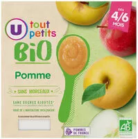 Mängden socker i Pots dessert pomme U_TOUT_PETITS Bio