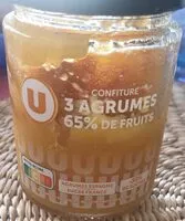 Mängden socker i Confiture 3 agrumes 65% de fruits
