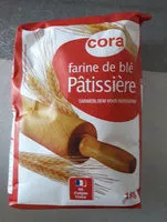 Mängden socker i Farine De Blé Pâtissière, Type 45, 1kilo, Marque Cora