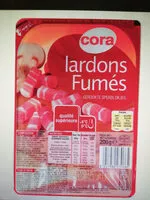 Mängden socker i Lardons Fumés, 2 Fois 100 Grammes, Marque Cora