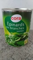 Mängden socker i épinards En Branches, Boîte De 780 Grammes, Marque Cora