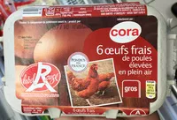 Mängden socker i 6 oeufs frais de poules élevées en plein air gros