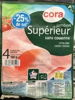 Mängden socker i Jambon supérieur sans couenne (-25% de sel)