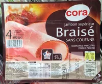 Mängden socker i Jambon supérieur Braisé Sans Couenne (4 Tranches)