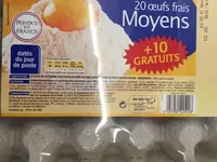 Mängden socker i 20 oeufs frais moyens + 10 gratuits