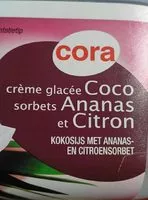 Mängden socker i Crème glacée coco sorbets ananas et citron