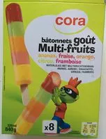 Mängden socker i Bâtonnets goût Multi-fruits ananas, fraise, orange, citron, framboise