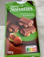Mängden socker i Chocolat lait noisettes entières