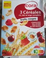 Mängden socker i 3 céréales riz, blé et orge complets aux fruits rouges