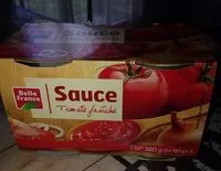 Mängden socker i Sauce tomate fraîche belle france