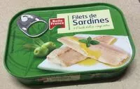 Mängden socker i Filets de Sardines à l'huile d'olive vierge extra