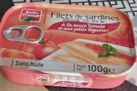 Mängden socker i Filets de sardines petits légumes
