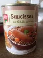 Mängden socker i Saucisse aux lentilles cuisinés