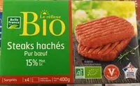 Mängden socker i Steaks hachés pur boeuf surgelés 15% mat gr