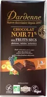 Mängden socker i Chocolat noir 71% aux fruits secs