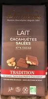 Mängden socker i Chocolat lait 47% cacahuète salée