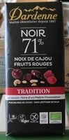 Mängden socker i Noir 71noix de cajou fruits rouges