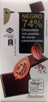 Mängden socker i Chocolate negro 74% con pepitas de cacao caramelizadas