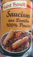 Mängden socker i Saucisses aux lentilles 100 % poulet