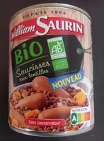 Mängden socker i Saucisses aux lentilles Bio