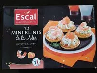 Mängden socker i 12 mini blinis de la mer crevette, saumon