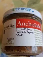 Mängden socker i Anchoiade à base d'olives noires de Nyons AOP
