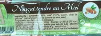 Mängden socker i Nougat tendre au miel