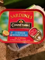 Mängden socker i Bte 1 / 6 Sardine Citron Sans Sel Connetable