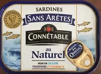 Mängden socker i 1/5 Sardines sans arêtes au naturel 98g Connétable