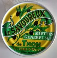 Mängden socker i Le Savoureux Miettes Généreuses de Thon à l'Huile d'Olive Vierge Extra