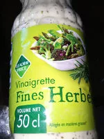 Mängden socker i Vinaigrette aux fines herbes, allégée en matières grasses