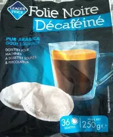 Mängden socker i Folie noire Décaféiné 100% arabica, 36 dosettes