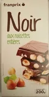 Mängden socker i Chocolat noir aux noisettes entières torréfiées
