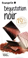 Mängden socker i Dégustation noir 70% de cacao intense