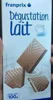Mängden socker i tablette degustation chocolat au lait