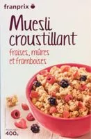 Mängden socker i Muesli Croustillant fraises, mûres et framboises