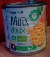 Mängden socker i Franprix maïs doux en grains bio