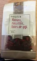 Mängden socker i Raisins, Noisettes, Baies de Goji