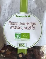 Mängden socker i Raisins, noix de cajou, amandes, noisettes
