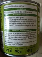 Mängden socker i Petits Pois Extra-Fins à l'Étuvée