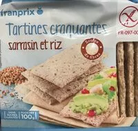 Mängden socker i Tartines craquantes sarrasin et riz