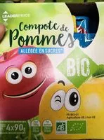Mängden socker i Compote de pommes bio allégée en sucres