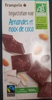Mängden socker i Chocolat noir amande coco bio