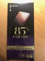 Mängden socker i Chocolat noir dégustation 85% cacao